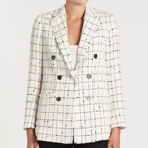 Rebecca Taylor cream tweed faux double breasted blazer